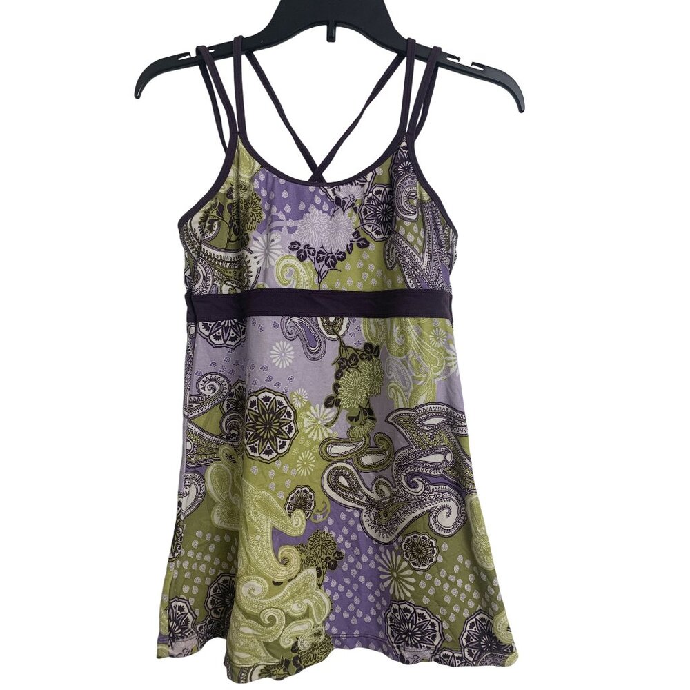 PrAna S Outdoor Active‎ Athleisure Floral Paisley Tank Top Purple